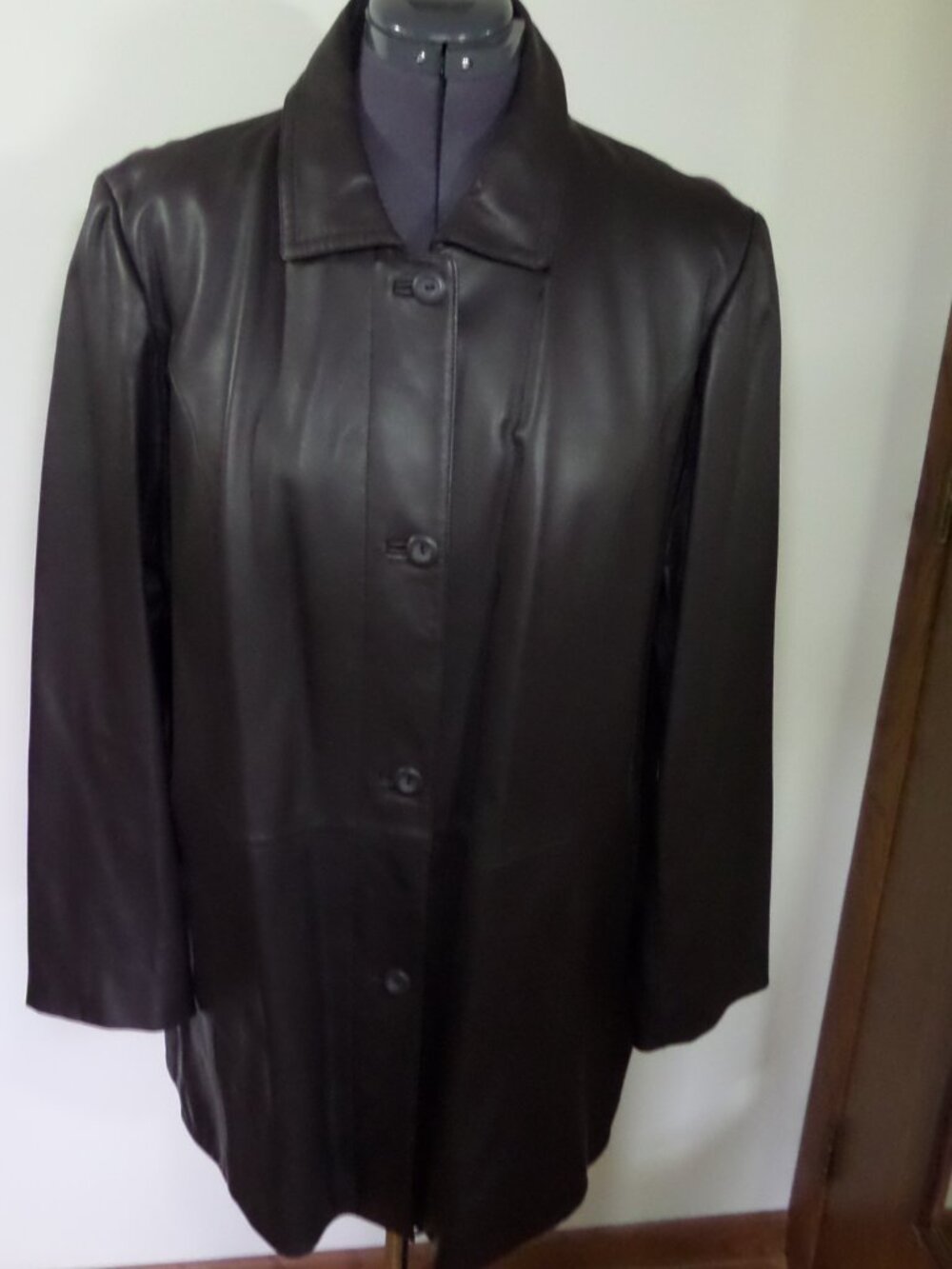 Preston & York Women's Dark Brown Lambskin Soft Leather Car Coat  SZ  XL NWOT